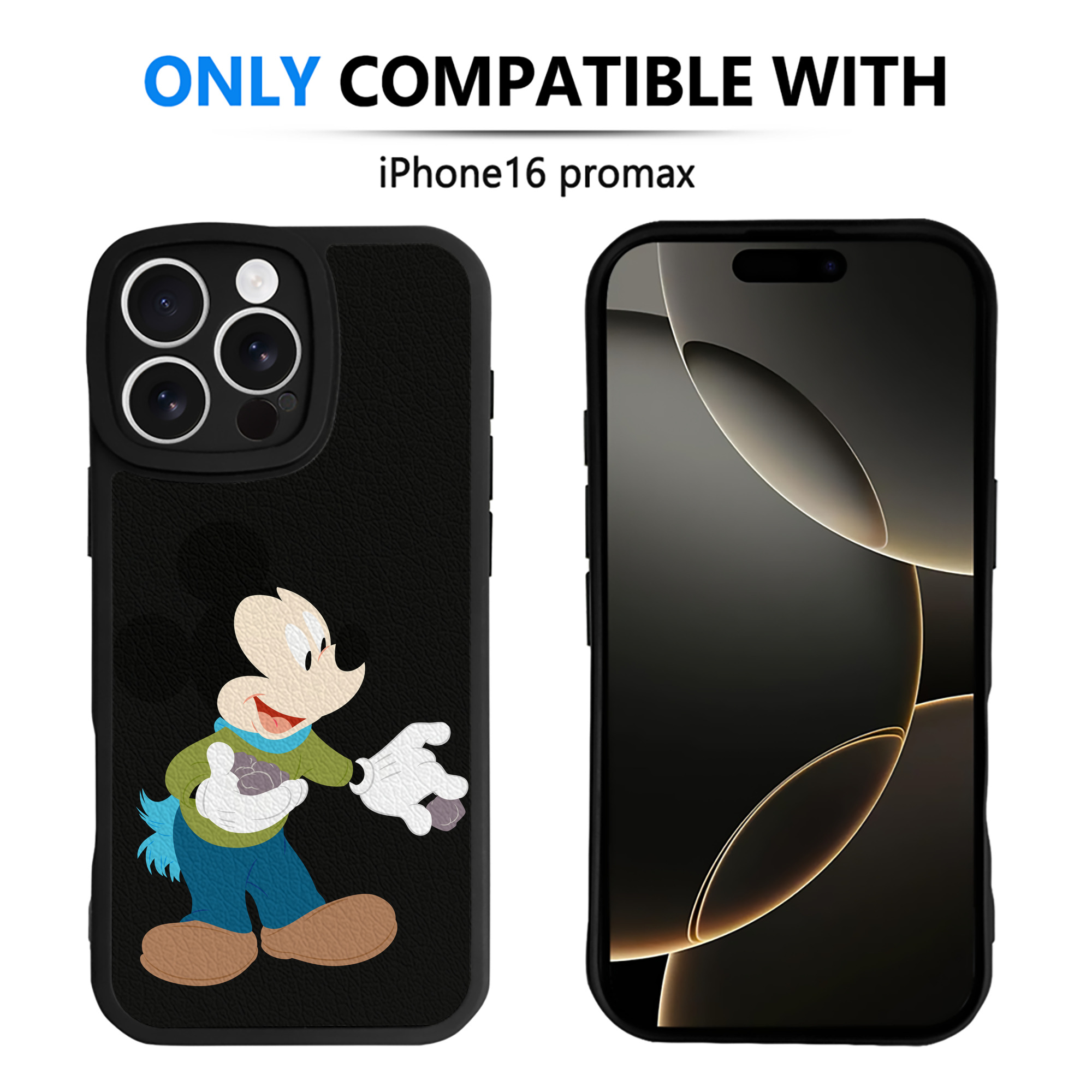 （画像用） ミッキーマウス Mickey Mouse 【iPhone 16シリーズ対応】シリコンスマホケース（レザー調） 材質：シリコン